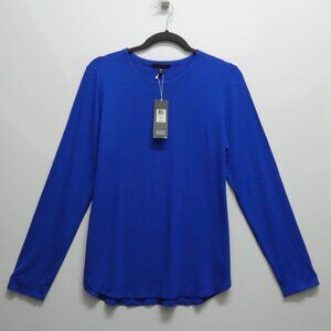 NWT Eileen Fisher Royal Blue Rayon Jersey Crew Neck Top Size M MSRP $98